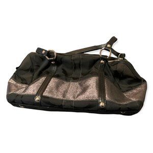 Coach | Black Shoulder Bag w/ Shimmer Bottom & Icy Blue Interior